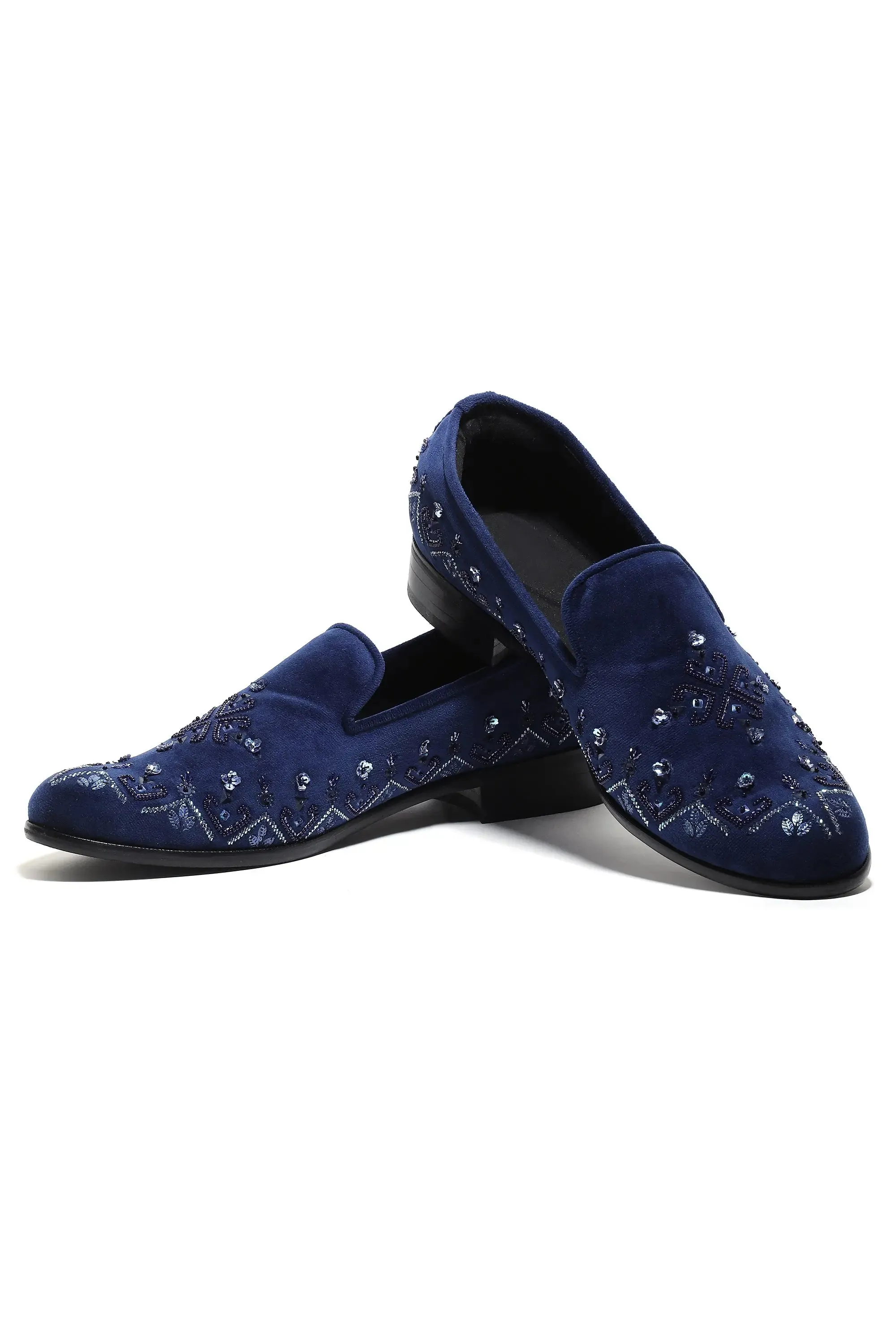 Celestial Navy Velvet Slip-Ons
