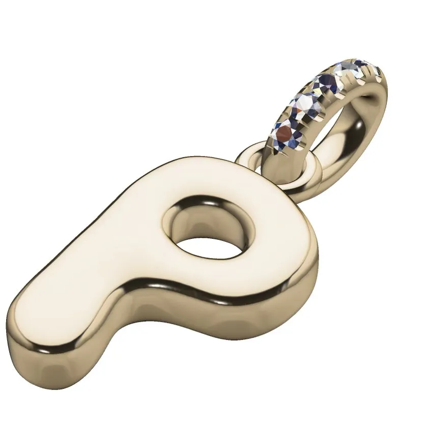 Diamond 14K Bubble Initial Pendant