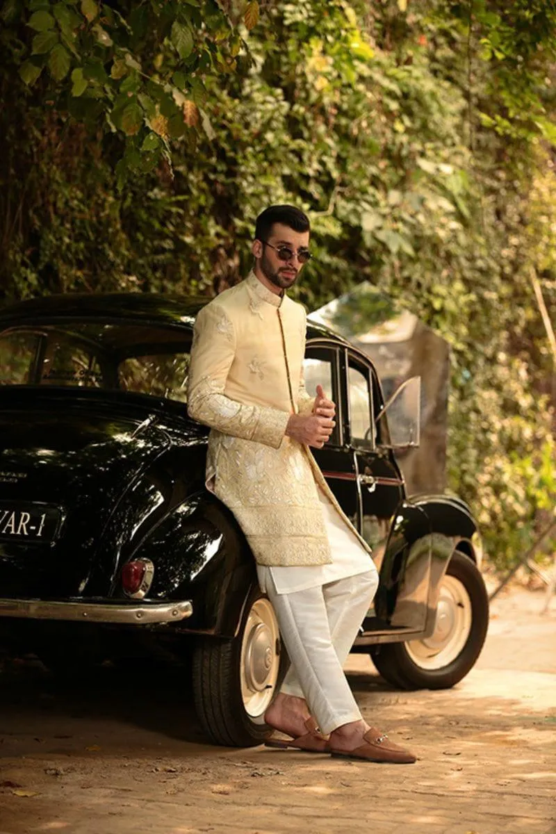 GEM Garments - Squab - Sherwani - Biege - 1 Piece - Viscose Polyester