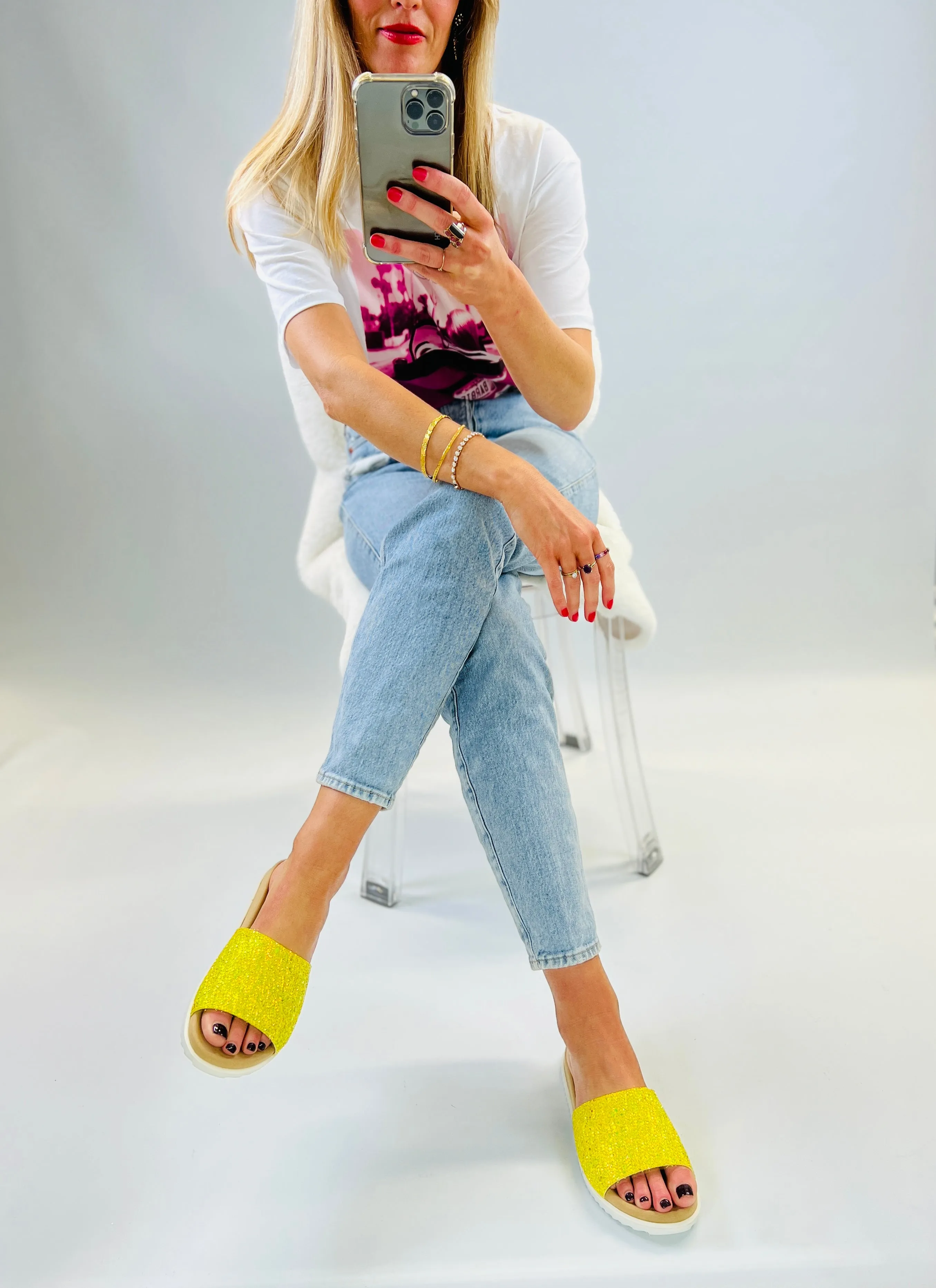 Lizzo Lime Slider sandals