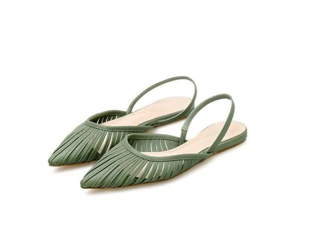 New Women Flat Sandals Brand Design Pointed Toe Slip On Sandal