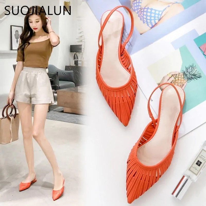 New Women Flat Sandals Brand Design Pointed Toe Slip On Sandal