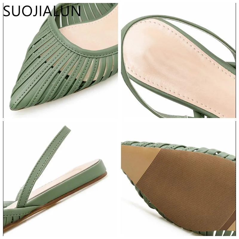 New Women Flat Sandals Brand Design Pointed Toe Slip On Sandal
