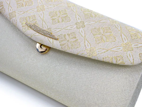 Women's Japanese kimono zori sandals and silk bag set for TEA ceremony【Gold】