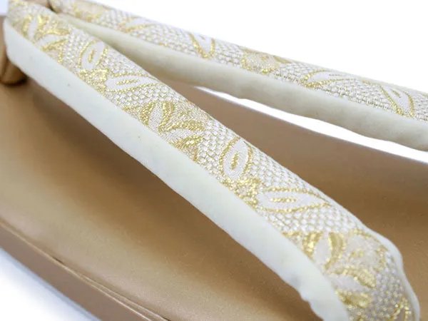 Women's Japanese kimono zori sandals and silk bag set for TEA ceremony【Gold】